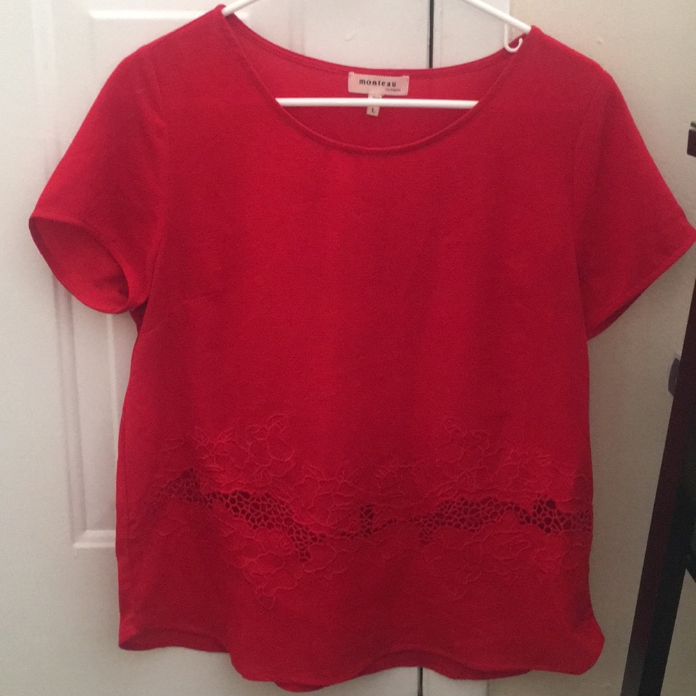 Red short sleeve blouse